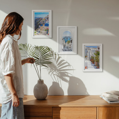Vícedílný obraz v rámu Pohledy na řeckou architekturu Santorini v Oii
