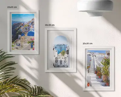 Vícedílný obraz v rámu pohledy na řeckou architekturu v Oii na Santorini