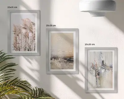Sada obrazů na zeď přírodní vegetace s abstraktními vzory v tlumených barvách
