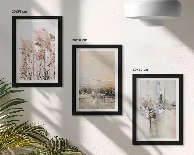 Sada obrazů na zeď přírodní vegetace s abstraktními vzory v tlumených barvách
