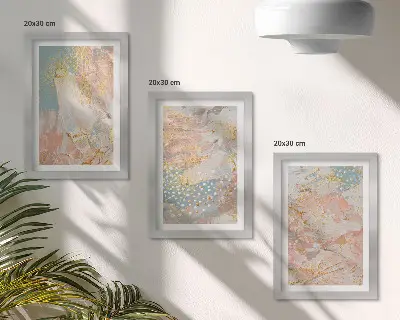 Sada tří obrazů abstraktní vzory v pastelových barvách s texturou