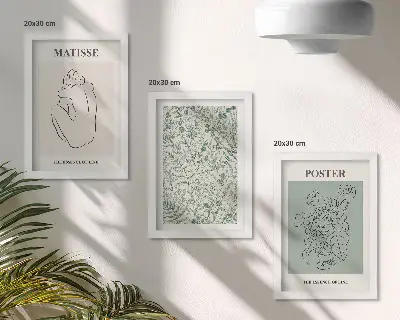 Sada obrazů na zeď minimalistické linie s rostlinnými vzory