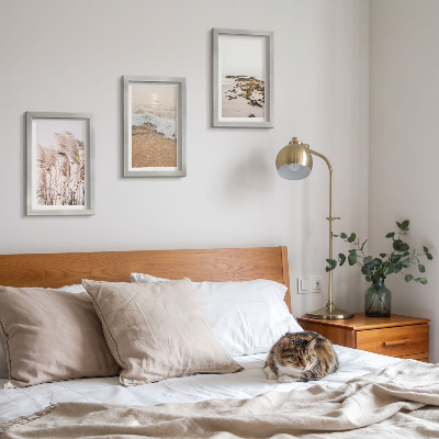 Sada obrazů na zeď Vlny plážové trávy a kameny v boho stylu