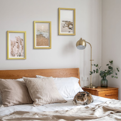 Sada obrazů na zeď Vlny plážové trávy a kameny v boho stylu
