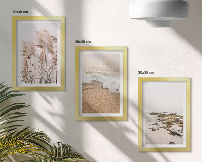 Sada obrazů na zeď Vlny plážové trávy a kameny v boho stylu