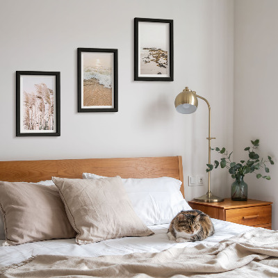 Sada obrazů na zeď Vlny plážové trávy a kameny v boho stylu