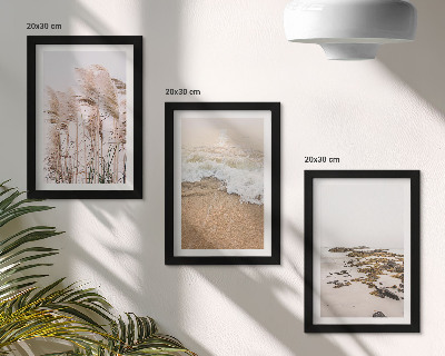 Sada obrazů na zeď Vlny plážové trávy a kameny v boho stylu