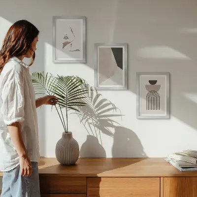 Sada obrazů na zeď abstraktní geometrické tvary a ženská tvář