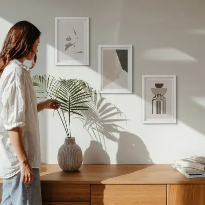 Sada obrazů na zeď abstraktní geometrické tvary a ženská tvář
