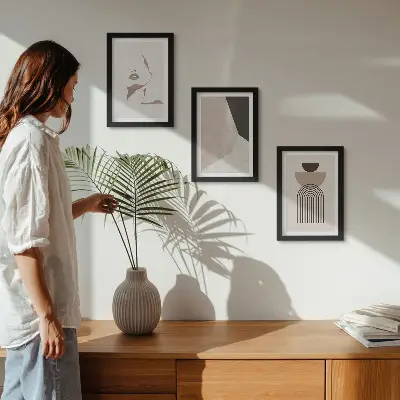 Sada obrazů na zeď abstraktní geometrické tvary a ženská tvář