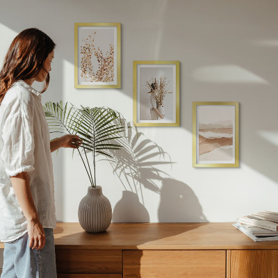 Vícedílný obraz v rámu Rostlinné motivy abstraktní rustikální boho styl