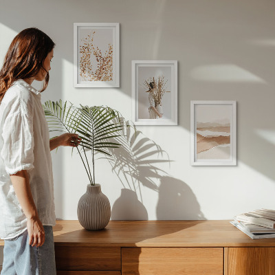Vícedílný obraz v rámu Rostlinné motivy abstraktní rustikální boho styl