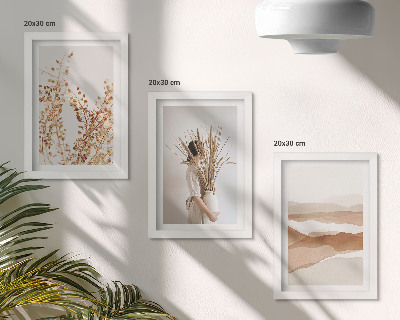 Vícedílný obraz v rámu Rostlinné motivy abstraktní rustikální boho styl