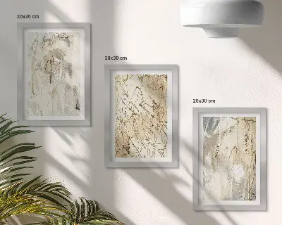 Sada obrazů na zeď abstraktní vzory v odstínech béžové a šedé