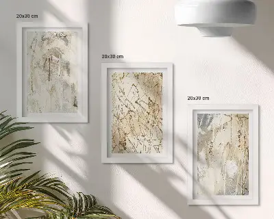 Sada obrazů na zeď abstraktní vzory v odstínech béžové a šedé