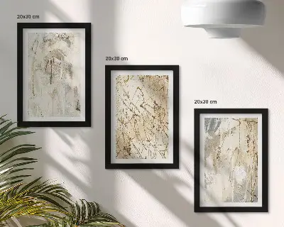 Sada obrazů na zeď abstraktní vzory v odstínech béžové a šedé