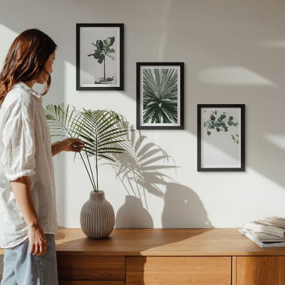 Sada tří obrazů Zelené rostliny v minimalistickém stylu