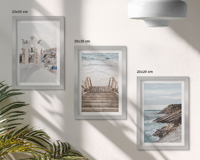 Vícedílný obraz v rámu Výhledy na moře a architekturu Santorini proti obloze