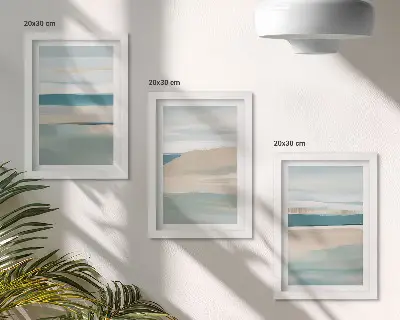 Sada obrazů na zeď abstraktní krajiny v odstínech modré a béžové