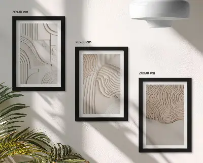 Sada tří obrazů abstraktní vzory v odstínech béžové a bílé