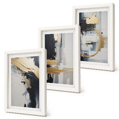 Vícedílný obraz v rámu Abstraktní malířské kompozice v černé a bílé