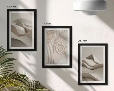 Sada obrazů na zeď abstraktní vlny a struktury v odstínech béžové