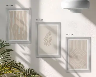 Sada obrazů na zeď rostlinné vzory v béžových odstínech