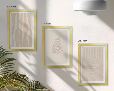 Sada obrazů na zeď rostlinné vzory v béžových odstínech