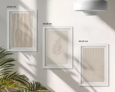 Sada obrazů na zeď rostlinné vzory v béžových odstínech