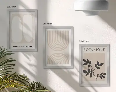 Sada tří obrazů boho plakáty s abstraktními rostlinnými motivy