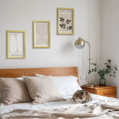 Sada tří obrazů boho plakáty s abstraktními rostlinnými motivy