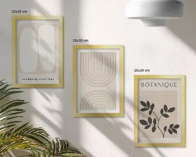 Sada tří obrazů boho plakáty s abstraktními rostlinnými motivy