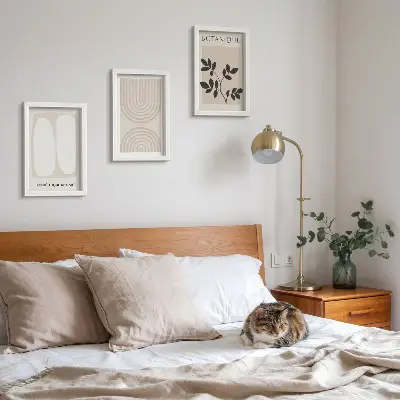 Sada tří obrazů boho plakáty s abstraktními rostlinnými motivy
