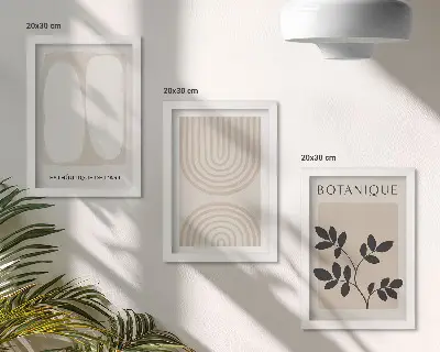 Sada tří obrazů boho plakáty s abstraktními rostlinnými motivy