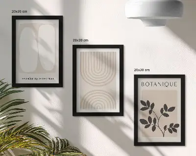 Sada tří obrazů boho plakáty s abstraktními rostlinnými motivy