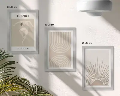 Vícedílný obraz v rámu pastelové plakáty s módní boho abstrakcí