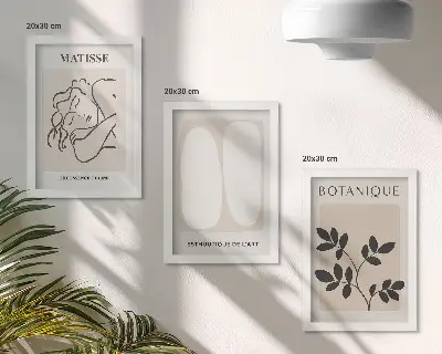 Sada obrazů na zeď stylové minimalistické obrazy s rostlinnými motivy od Matisse