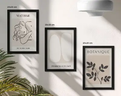 Sada obrazů na zeď stylové minimalistické obrazy s rostlinnými motivy od Matisse