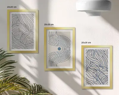 Vícedílný obraz v rámu abstraktní dekorativní vlnité čáry