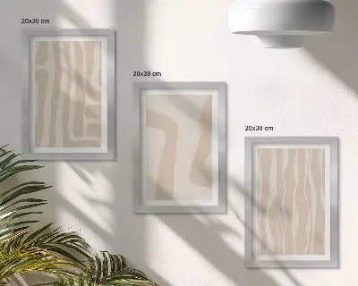 Vícedílný obraz v rámu s motivem abstraktních vzorů v minimalistickém boho stylu