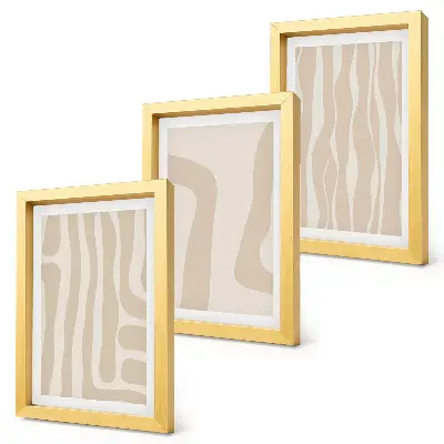 Vícedílný obraz v rámu s motivem abstraktních vzorů v minimalistickém boho stylu