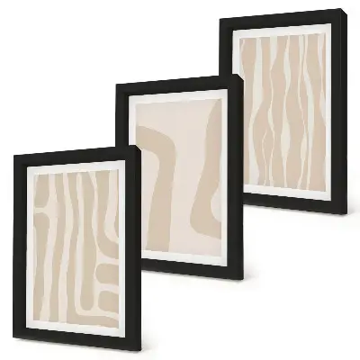 Vícedílný obraz v rámu s motivem abstraktních vzorů v minimalistickém boho stylu