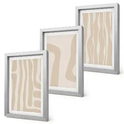 Vícedílný obraz v rámu s motivem abstraktních vzorů v minimalistickém boho stylu
