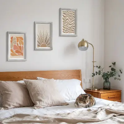 Sada obrazů na zeď sluneční boho v pastelových abstraktních tvarech