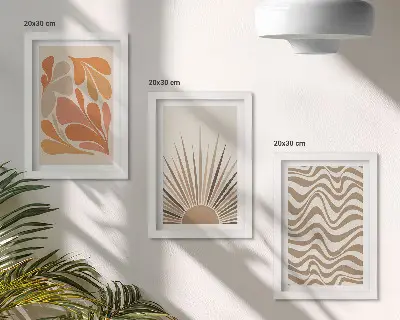 Sada obrazů na zeď sluneční boho v pastelových abstraktních tvarech