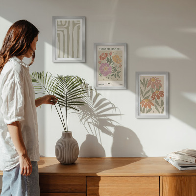 Sada tří obrazů Botanické motivy plakát Paříž minimalismus