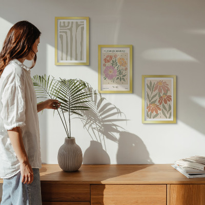 Sada tří obrazů Botanické motivy plakát Paříž minimalismus