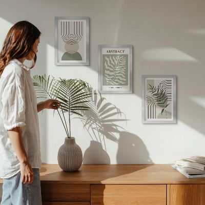 Vícedílný obraz v rámu Botanické abstrakty v rustikálním boho stylu