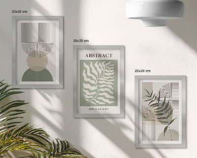 Vícedílný obraz v rámu Botanické abstrakty v rustikálním boho stylu