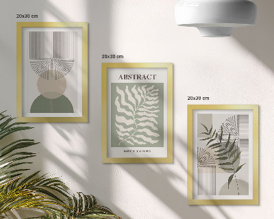 Vícedílný obraz v rámu Botanické abstrakty v rustikálním boho stylu